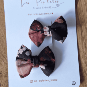 Barrettes Fleuries Bordeau x2