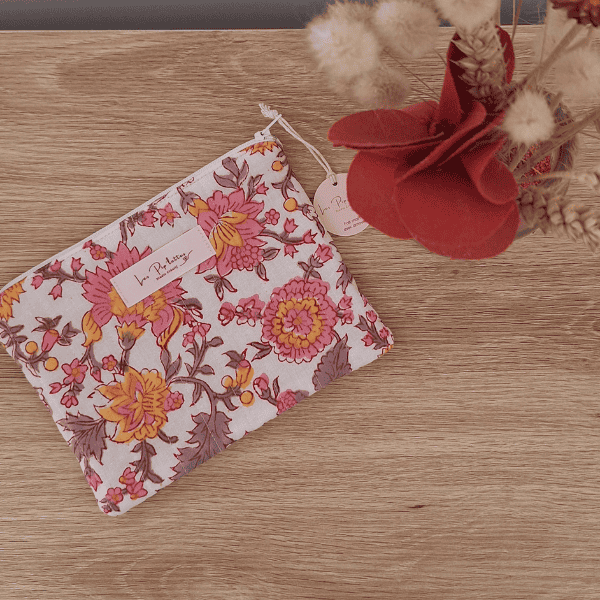 Pochette jaune et rose