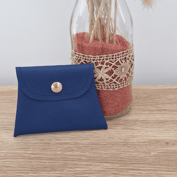 Porte monnaie bleu trapèze