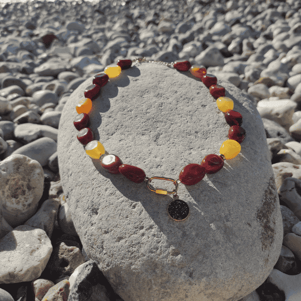 Collier Léonie - Bordeau et ambre