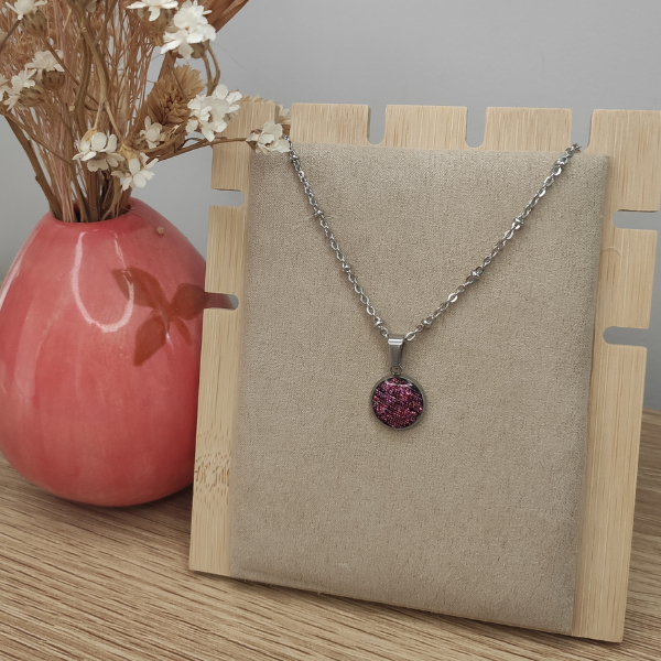 Collier Luna argenté - Fushia brillant