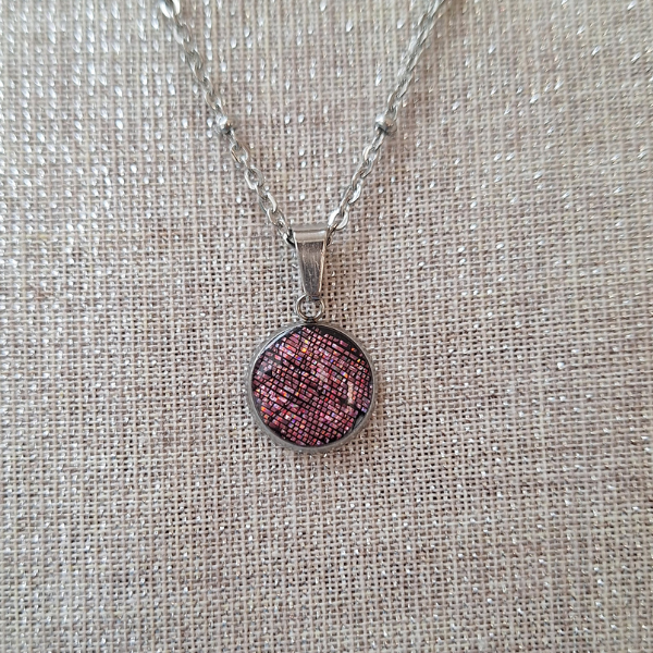 Collier Luna argenté - Fushia brillant (2)