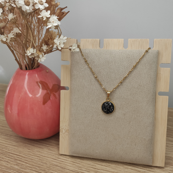 Collier Luna doré - Noir