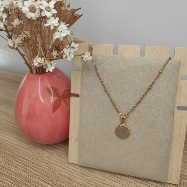 Collier Luna doré - rose pale