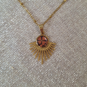 Collier Sol – Fleurs marrons