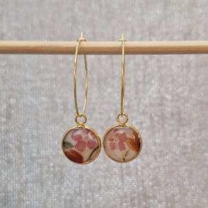 Créoles Luna – Fleurs roses