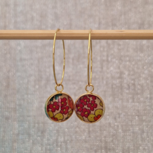 Créoles Luna – Fleurs rouges