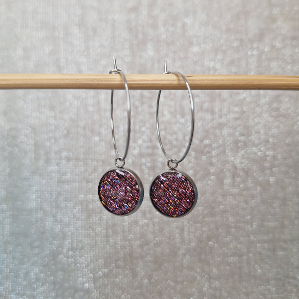 Créoles fuchsia argenté