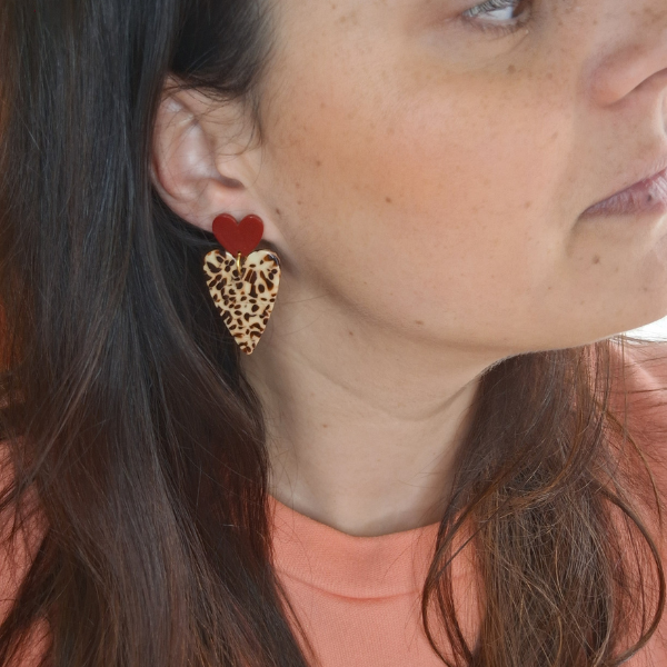 Boucles oreille double coeur 3 - portée