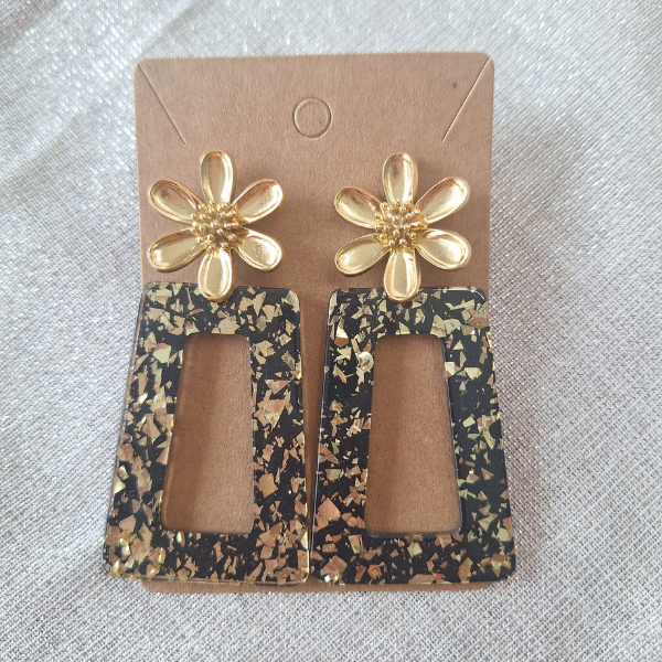 Boucles oreille trapèze noir